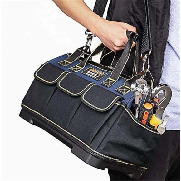18 Inch Tool Bag, Double Waterproof Fabric Large Tool Bag w/ Soft Padded Handle - Picture 5 of 6